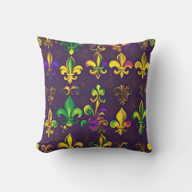 Coussin Élégant Mardi Gras Violet (Recto)