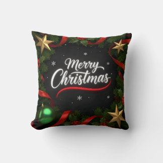 Coussin Elegant Merry Christmas Festive Throw Pillow