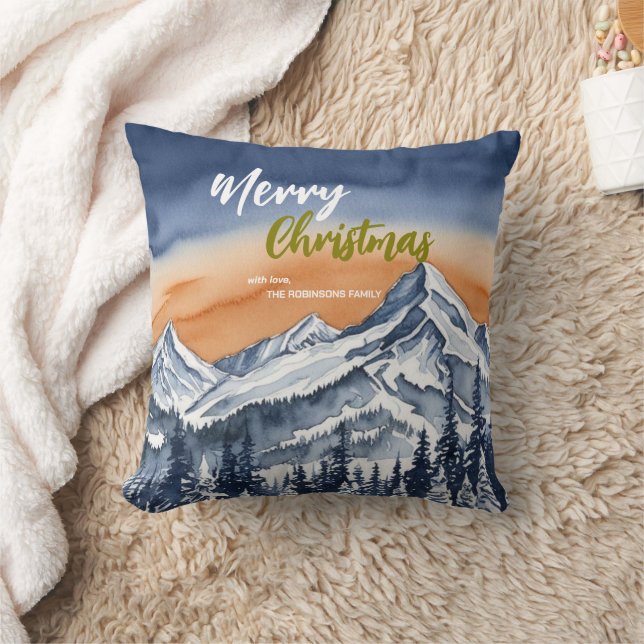 Coussin Élégant Merry xmas pins Snow script Holiday (Couverture)