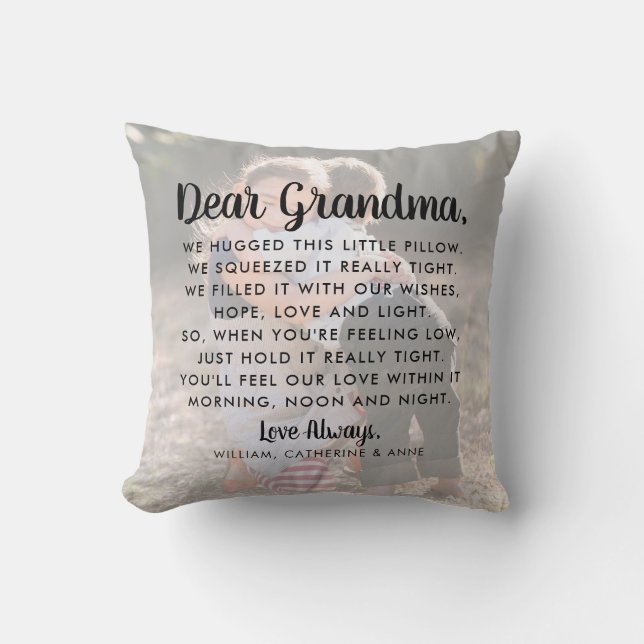 Coussin Élégant Message à grand-mère Photo Fête des mères (Recto)