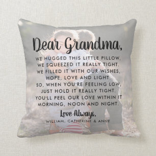 Coussin Élégant message de grand-mère Photo Fête des mères