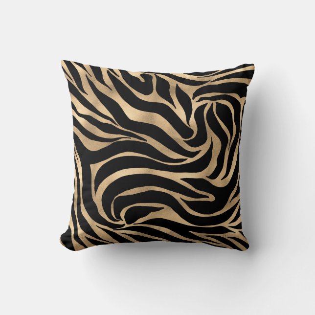 Coussin Elégant métal or Zèbre noir Poster de animal (Recto)