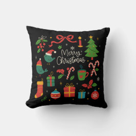 Coussin Elegant Minimalist Christmas Doodles Hand-Drawn