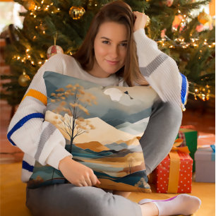 Coussin Elégant Minimaliste Aquarelle Nature Paysage