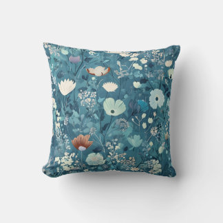 Coussin Élégant modèle floral bleu Jeu d'oreiller