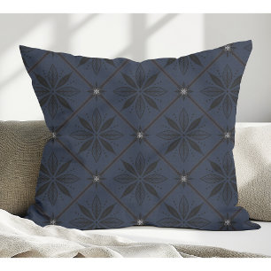 Coussin Élégant modèle floral moderne bleu