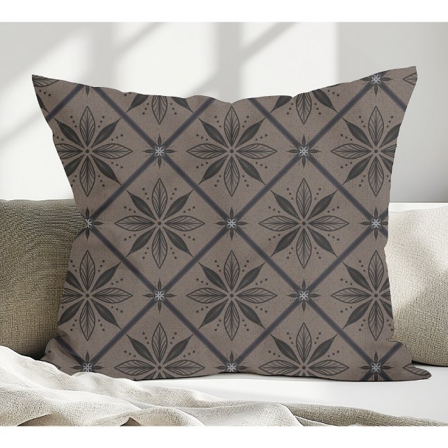 Coussin Élégant modèle floral moderne Brown (Créateur téléchargé)