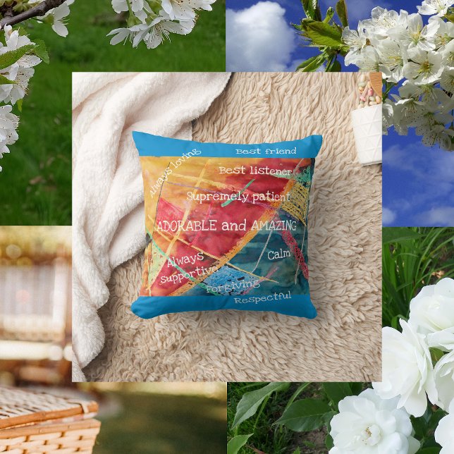 Coussin Élégant Moderne Chic Grande Mère Adorable Extraord (To an Adorable and Amazing Mother on Mother's Day! Elegant pillow with an amazing mother's qualities)