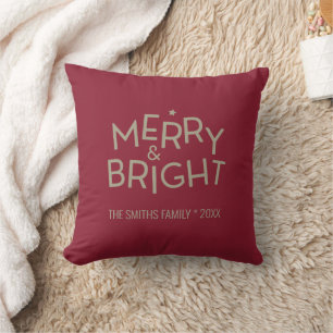 Coussin Élégant moderne Joyeux & Lumineux Noël Rouge