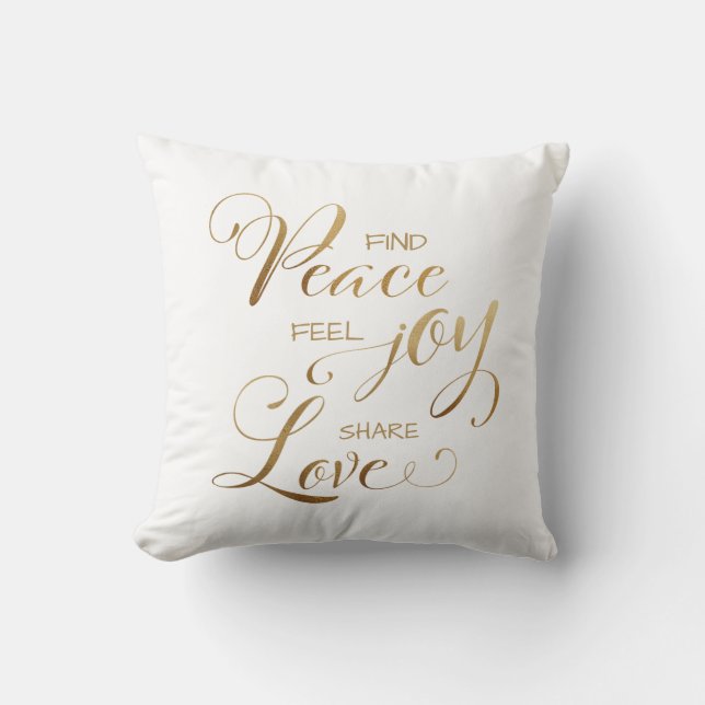 Coussin Élégant moderne or Noël Paix Joie Amour (Recto)