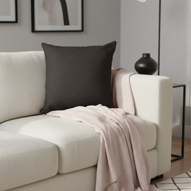Coussin Élégant moderne rayé noir (Créateur téléchargé)