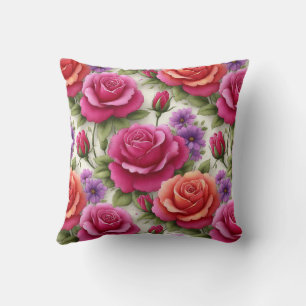 Coussin Élégant Moderne Tendance Élégant Rouge Vert Floral