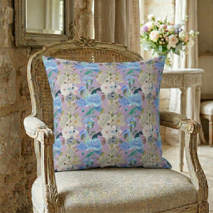 Coussin Élégant Moderne Whimsical Flore Stripes Lavender