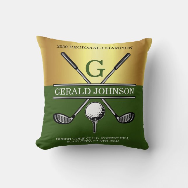 Coussin Élégant Monogramme De Golf Personnalisé (Recto)