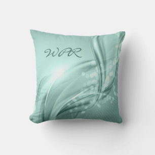 Coussin Élégant Monogramme Épervier De Monnaie Verte
