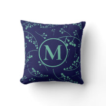 Élégant monogramme turquoise vert bleu motif