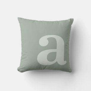 Coussin Élégant Monogramme Vert Sauge Lettre Initiale