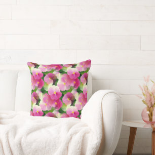 Coussin Élégant Motif à fleurs rose et blanc Impatiens