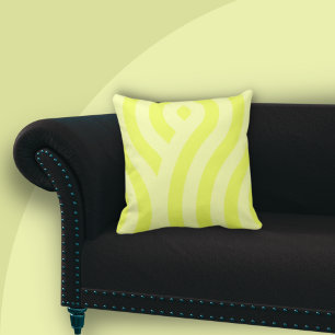Coussin Élégant Motif à ondes rayées Jaune