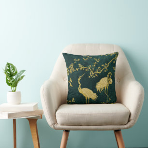 Coussin Élégant motif artistique de grues Oiseaux grues