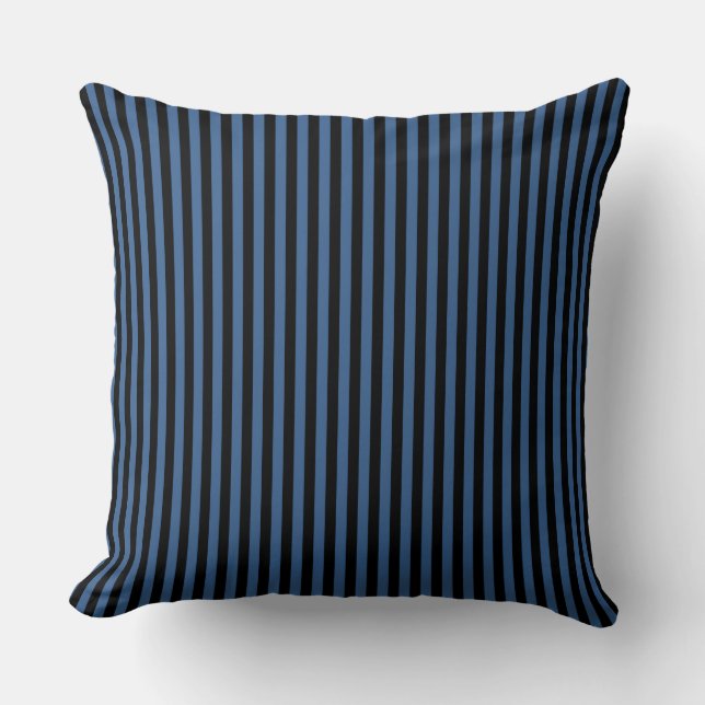 Coussin Élégant Motif Blue Black Stripes (Recto)