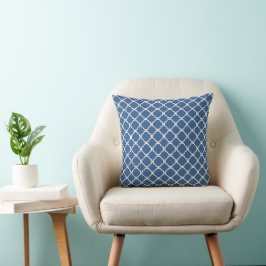 Coussin Élégant Motif Cobalt Blue Quatrefoil