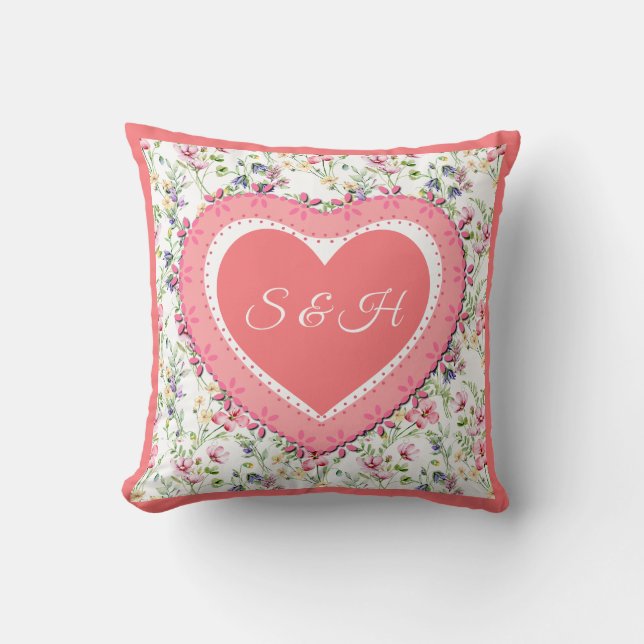 Coussin Élégant Motif d'aquarelle fleurie de printemps col (Recto)