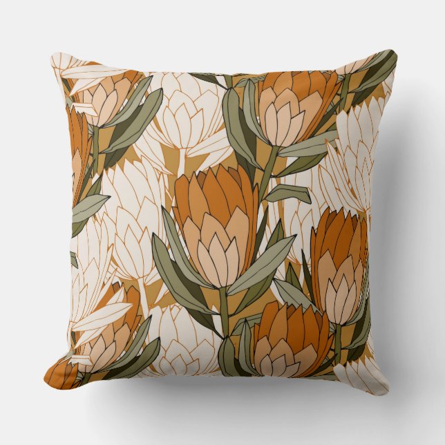 Coussin Elégant motif d'art rétro floral l Encre pour gran (Recto)