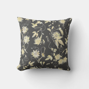 Coussin Elégant Motif de la passion or sur gris foncé