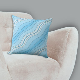 Coussin Élégant Motif de lignes en calques turquoise