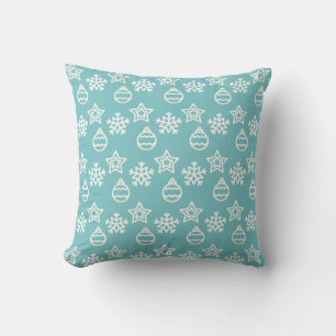 Coussin Élégant Motif de Noël sur bleu clair