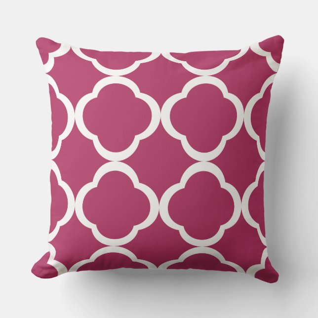 Coussin Élégant Motif de Quatrefoil Bourgogne (Recto)