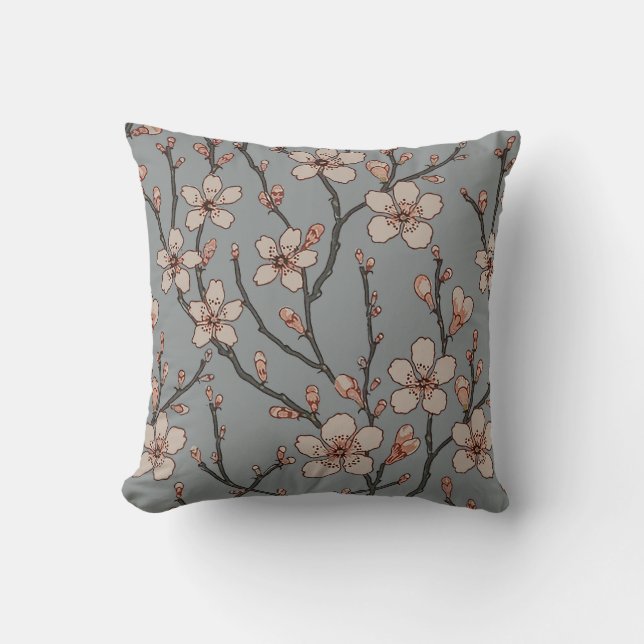 Coussin Élégant Motif Fleur rose Douce Fleur Fleur de Ceri (Recto)