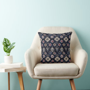 Coussin Élégant motif floral bleu marine