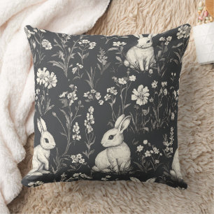 Coussin Élégant motif floral de toile de lapin vintage