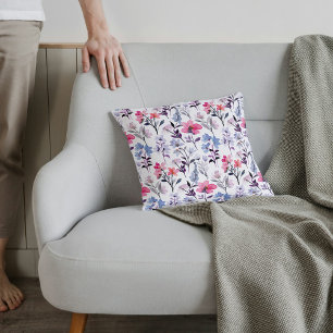 Coussin Élégant motif floral fleur sauvage vintage
