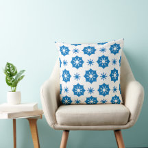 Élégant Motif Floral Géométrique Bleu Et Blanc