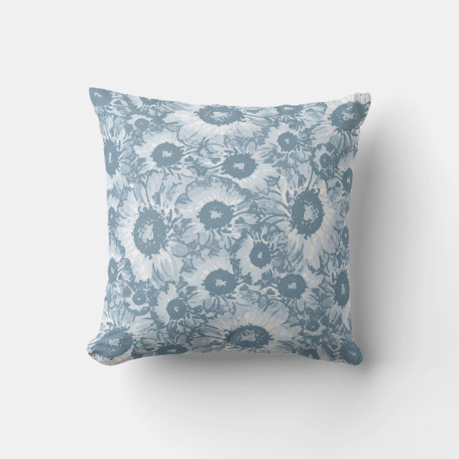 Coussin Élégant motif floral gris marine (Recto)