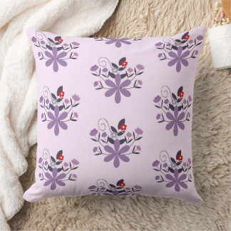 Coussin Élégant motif floral violet violet gris rouge