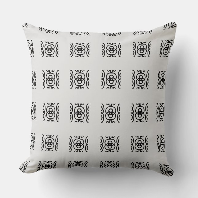 Coussin Elégant Motif géométrique Spiral Noir & Argent (Recto)