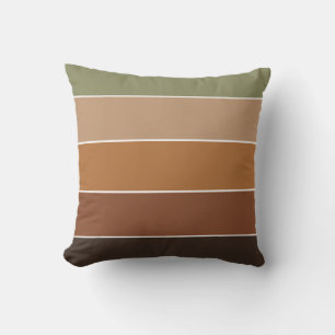 Coussin Élégant motif rayé brun rustique chaud automne