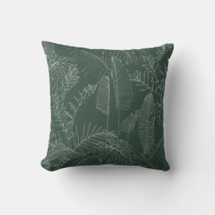 Coussin Élégant motif sans soudure avec lin à main verte