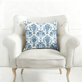 COUSSIN ÉLÉGANT MOTIF VINTAGE BLEU