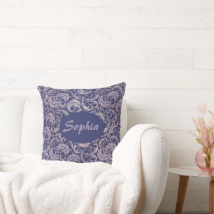 Coussin Élégant motif Vintage pourpre damassé