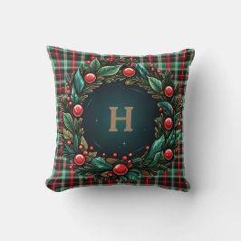 Coussin Élégant Noël rouge et vert plaid