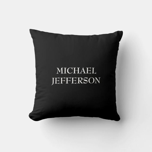 Coussin Élégant noir blanc clair personnalisé (Recto)