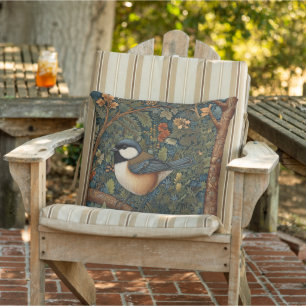 Coussin Élégant oiseau boisé Art Nouveau