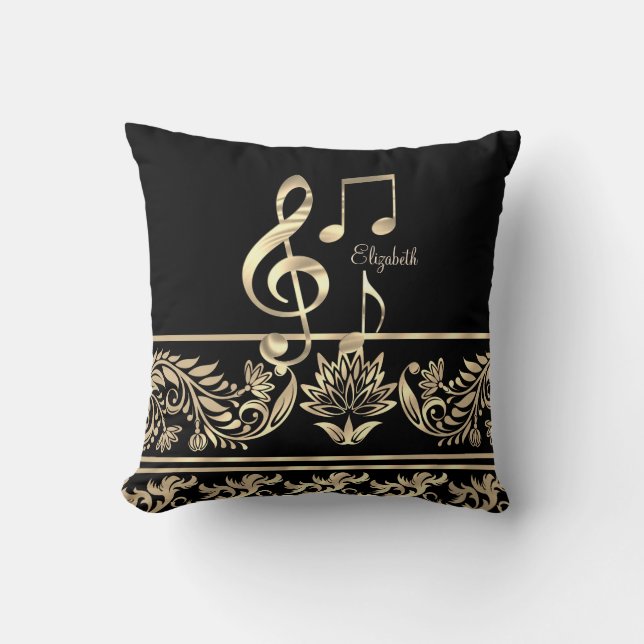 Coussin Élégant or floral, Clé de violon, Note (Recto)