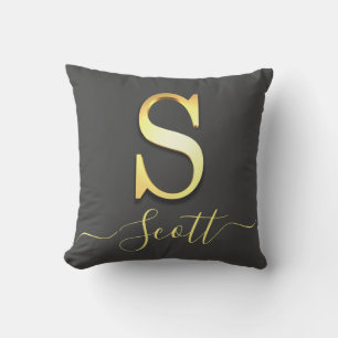 Coussin Élégant Or Personnalisé Monogramme S Nom Jeter Ore