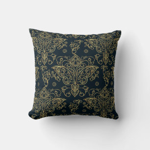 Coussin Élégant papillon baroque d'or fleurit